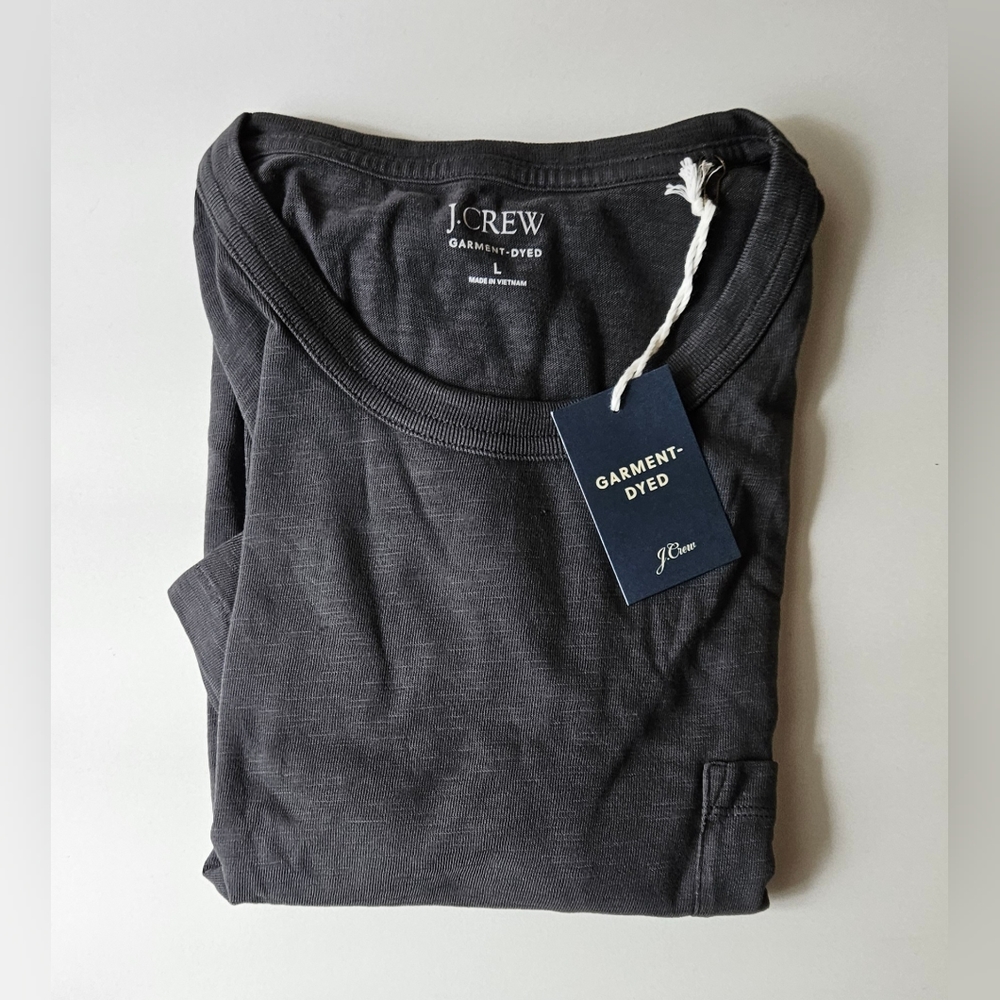 NEW! J.Crew Men's Sz Lg Garment-dyed slub cotton crewneck T-shirt